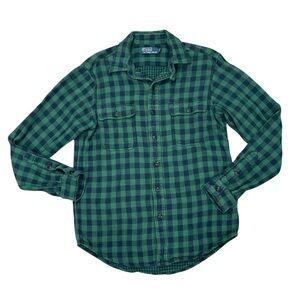 Polo Ralph Lauren Rare Vintage Heavyweight Green Plaid Button Down Shirt